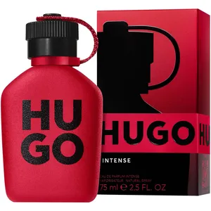 Hugo Intense Eau de Parfum for Men - Captivating Fougere Leather Scent in Red Concrete Flask