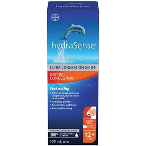 HydraSense Daytime Nasal Spray - Fast Acting Saline Solution for Congestion Relief, 100ml
