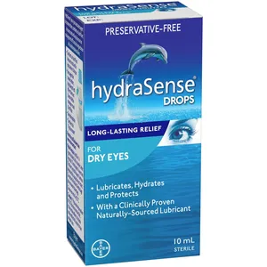 HydraSense Eye Drops 10 mL for Dry Eyes, Fast Relief, Preservative-Free, Naturally Sourced Lubricant