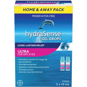 HydraSense Ultra Eye Drops - Preservative Free Gel Drops for Dry Eyes, 2x10mL, Comfort & Protection
