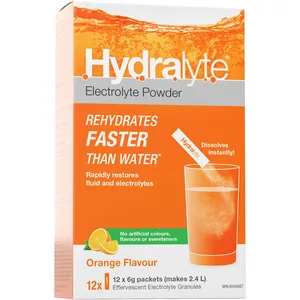 Hydralyte Effervescent Electrolyte Granule Sticks - Orange Flavor for Rapid Rehydration