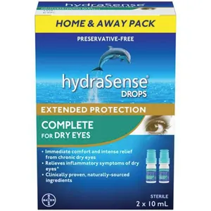 Hydrasense Complete Eye Drops 2x10mL - Preservative Free Relief for Dry Eyes with Naturally Sourced Ingredients
