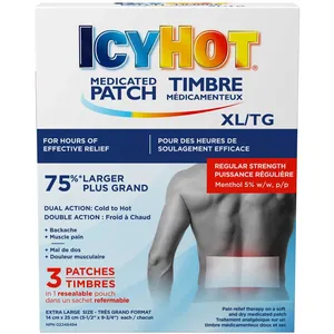 Icy Hot Medicated Patch XL - 8-Hour Pain Relief for Muscles and Joints, Menthol 5%, 12+ Years