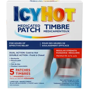 Icy Hot Medicated Patch with 5% Menthol for Pain Relief - Fast-Acting, Long-Lasting, 8-Hour Use