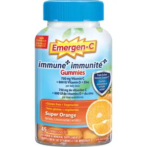 Immune+ Gummies Super Orange - 45 Count Vitamin C & Zinc for Daily Immune Support