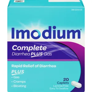 Imodium Complete Caplets for Diarrhea Plus Gas Relief - 20 Count, Loperamide & Simethicone Combo