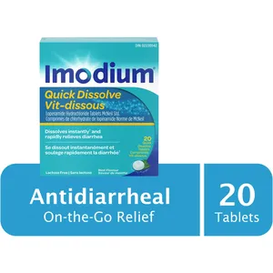Imodium Quick-Dissolve Tablets, 20 Count - Fast Diarrhea Relief with Loperamide Hydrochloride