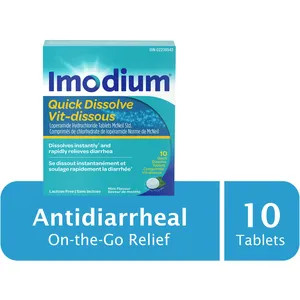 Imodium Quick-Dissolve Tablets for Diarrhea Relief, 10 Tablets, Fast-Acting Loperamide Formula