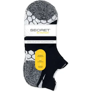 InMotionâ„¢ Double Tab No Show Socks - ONE SIZE - 3 Pairs - Moisture Wicking, Sporty Design