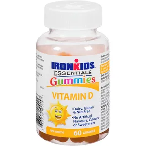 Iron Kids Vitamin D Gummies - 10 mcg, Natural Orange/Peach Flavors, No Preservatives, Dairy-Free