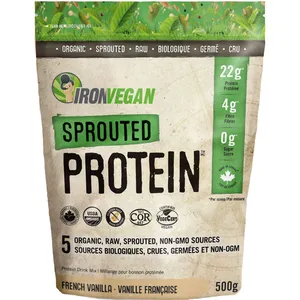 Iron Vegan Sprouted Protein Powder - 18g Plant-Based Protein, Organic, Vegan, Gluten-Free