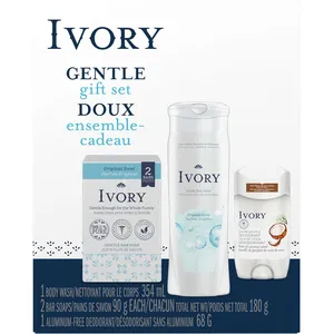 Ivory All the Way Gift Set - Body Wash 354 mL, Bar Soap 2 ct 90g, Deodorant with Coconut Hint