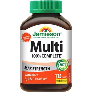 Jamieson 100% Complete Multivitamin Max Strength 115 ct for Energy, Immune Support, and Antioxidants