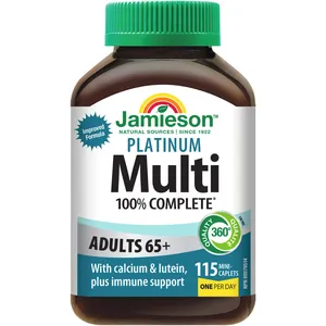 Jamieson 100% Complete Multivitamin Platinum for Adults 65+ - 115 Mini-Caplets, Easy to Swallow