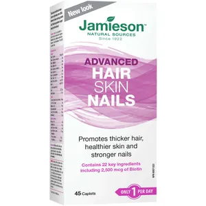 Jamieson Advanced Hair, Skin & Nails with 2500 mcg Biotin - Supports Healthy Hair, Skin & Nails