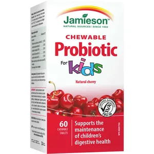 Jamieson Chewable Probiotics for Kids - 5 Billion Active Cells, Wild Cherry Flavor, TRU-ID Certified