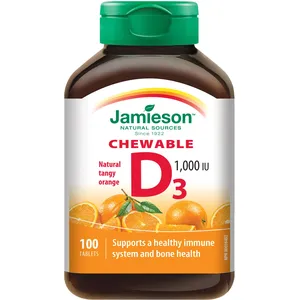 Jamieson Chewable Vitamin D 1,000 IU - Natural Tangy Orange Flavour for Healthy Bones & Immune System
