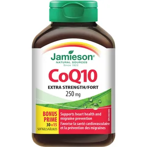 Jamieson CoQ10 250 mg - Extra Strength Antioxidant for Heart Health & Migraine Prevention