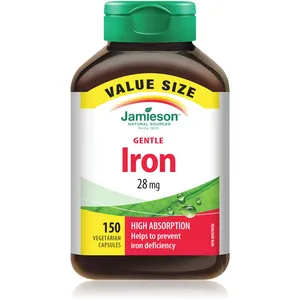 Jamieson Gentle Iron Value Pack - High Absorption Formula with Vitamins B2, B12, C - Vegetarian
