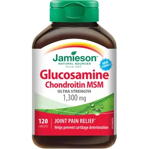 Jamieson Glucosamine Chondroitin MSM Caplets 1300mg for Joint Pain Relief & Cartilage Health