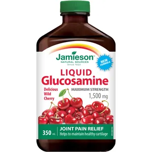 Jamieson Glucosamine Liquid 1,500mg - Wild Cherry Flavor for Joint Health & Pain Relief