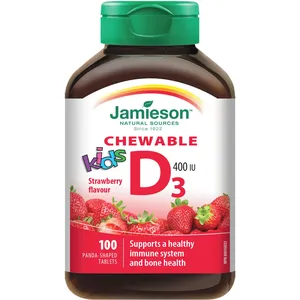 Jamieson Kids Chewable Vitamin D3 400 IU - Tasty Tablets for Healthy Bones and Immune Support
