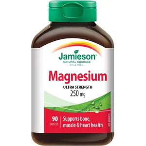 Jamieson Magnesium High Potency Caplets 250 mg for Bone & Muscle Health, 120 Count