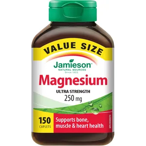 Jamieson Magnesium High Potency Caplets, 250 mg Value Pack for Healthy Bones & Muscle Function