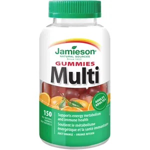 Jamieson Multivitamin Gummies for Adults, 100% Natural, Orange Flavor, No Aspartame, Gluten-Free