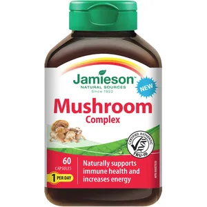 Jamieson Mushroom Complex with Garlic - Natural Energy & Immune Support, 60 Capsules