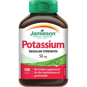 Jamieson Potassium 50 mg - Essential Electrolyte Support for Fluid Balance, Vegetarian-Friendly