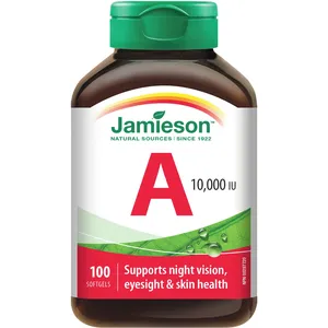Jamieson Vitamin A 10,000 IU Softgels for Healthy Vision, Skin & Immune Function, 90 Count