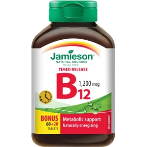 Jamieson Vitamin B12 1200 Mcg Timed Release Tablets - High Potency Energy Support - Non-GMO