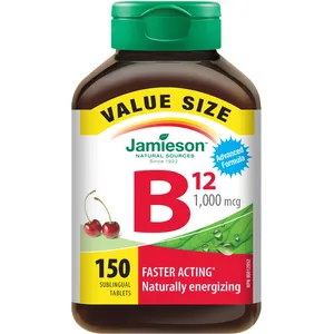 Jamieson Vitamin B12 1,000 mcg Fast Dissolving Sublingual Tablets - Cherry Flavor Value Pack