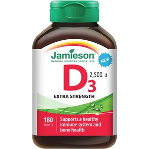 Jamieson Vitamin D3 2500 IU - Supports Bone Health & Immune Function, Non-GMO, One-a-Day