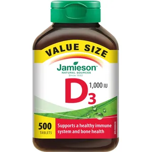 Jamieson Vitamin D 1,000 IU Value Pack - Supports Bone Health & Calcium Absorption, 100 Tablets