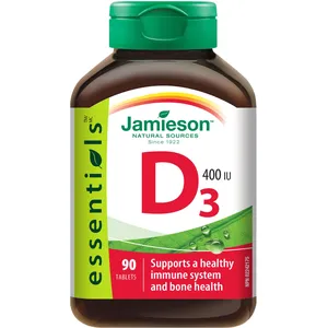 Jamieson Vitamin D 400 IU - Supports Bone Health and Immune System - Non-GMO, 10 mcg/400 IU