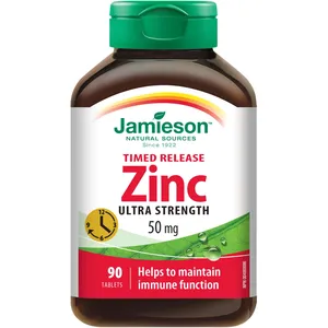 Jamieson Zinc 50 mg Timed Release - Supports Immune System & Metabolism - Gluten-Free Supplement