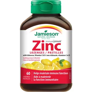 Jamieson Zinc Lozenges Echinacea Vitamin C D Honey Lemon Flavor - Immune Support & Cold Relief
