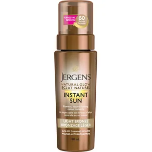 Jergens Natural Glow Instant Sun Sunless Tanning Mousse â€“ Light Bronze for Natural-Looking Color