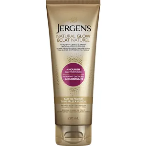 Jergens Natural Glow + Nourish Daily Moisturizer, Fair to Medium - Streak-Free, Vegan, Paraben-Free