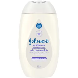 Johnson's Sensitive Care Face & Body Cream 400 mL - Lightly Scented Moisturizer for Baby's Skin