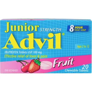 Junior Strength Advil Pain Reliever Chewable Tablets for Kids, Grape Flavor, 20 Count