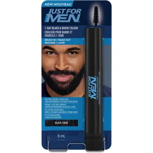 Just For Men 1-Day Beard & Brow Colour Black - Dark Brown, Brush-In/Wash-Out, Easy Application