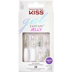 KISS Gel Fantasy Jelly Nails - Translucent High Shine Sculpted Fake Nails - 28 Count