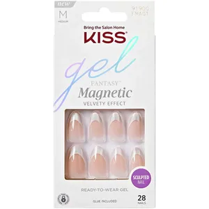 KISS Gel Fantasy Magnetic Nails - Almond Shape, Silver-Tipped, Waterproof, Chip-Proof & Easy to Apply