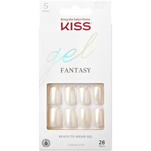 KISS Gel Fantasy Nails - Solid White, Short Length, Square Shape for Long-Lasting Wear & Style
