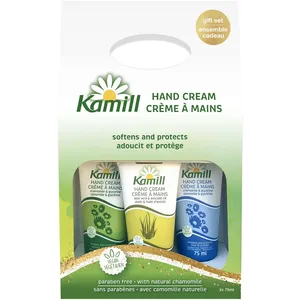 Kamill Hand Cream Gift Set - 3-Pc Variety with Aloe Vera, Chamomile, Unscented Options