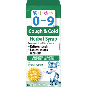 Kids 0-9 Cough & Cold Herbal Syrup with Ivy Leaf Extract for Natural Relief