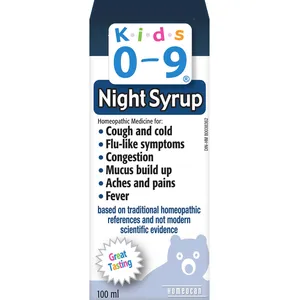 Kids 0-9 Night Syrup for Cough, Cold & Flu Symptoms - Homeopathic Relief, Great Tasting Formula
